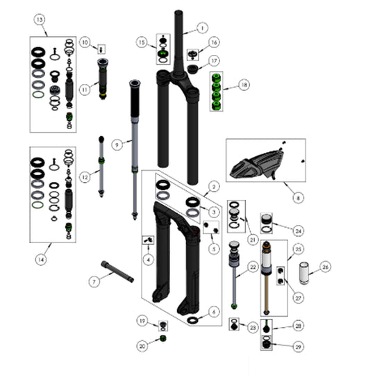 DVO Onyx 38 D1-D2 factory parts