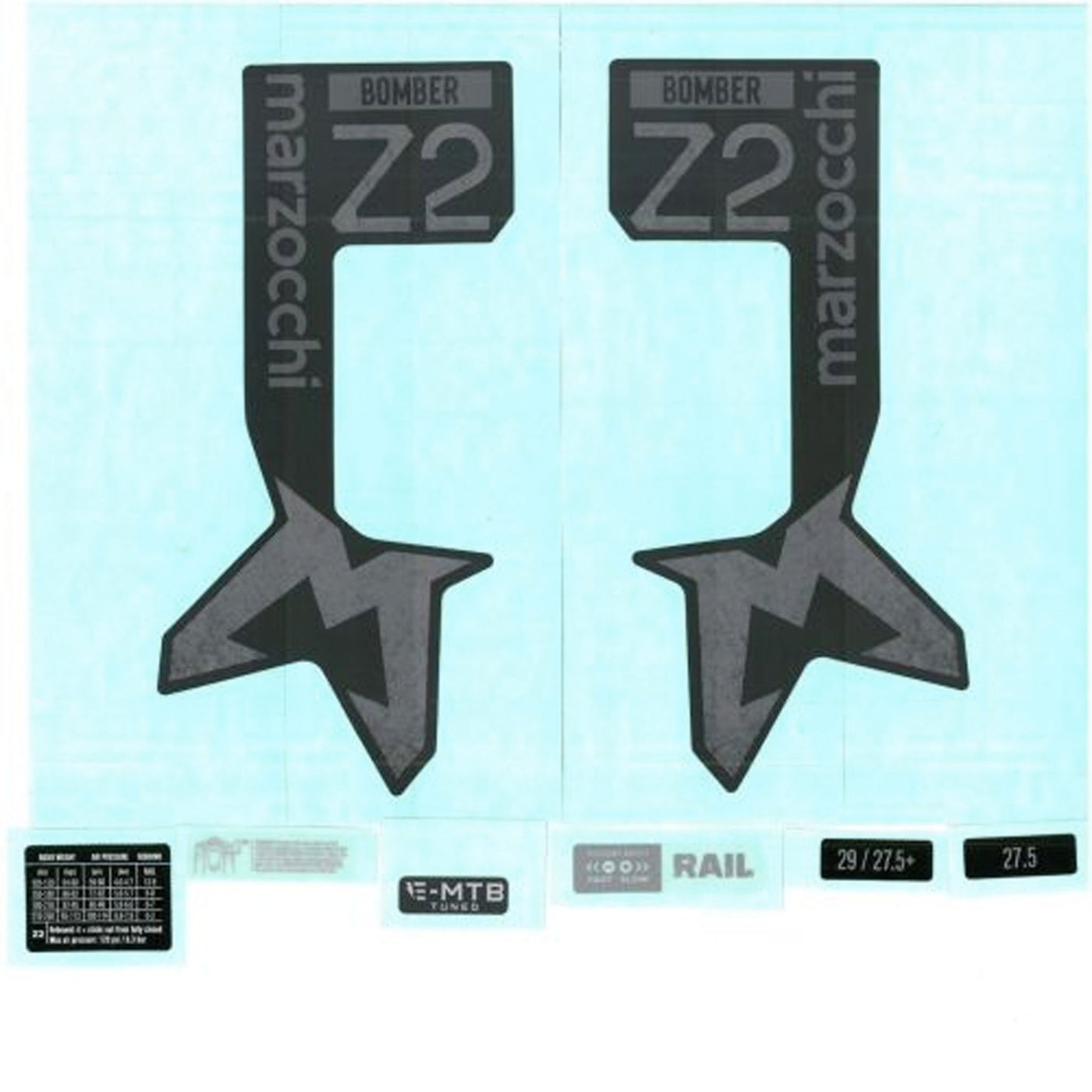 Decal Kit: 2025, Marzocchi Z2, Neutral Gloss Black Logo, Shiny Black Fork